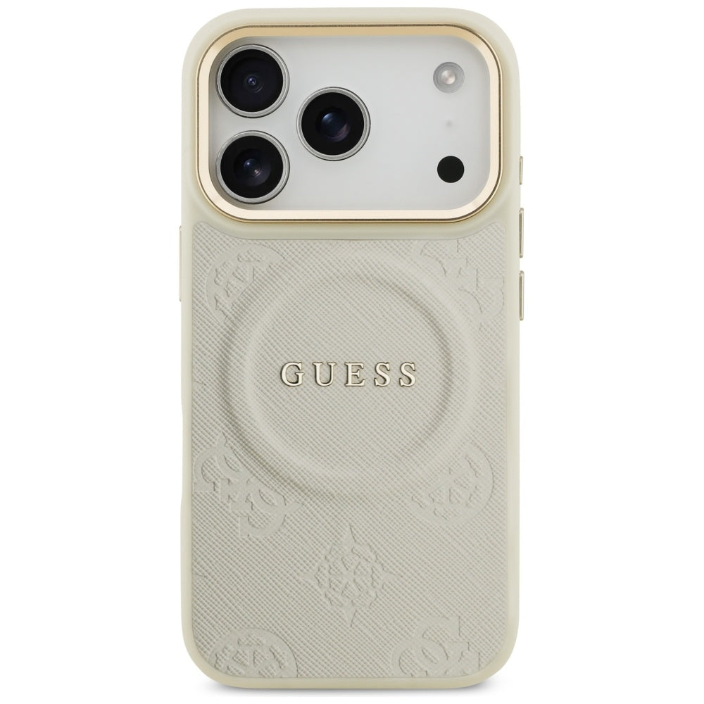 MagSafe hoes voor Apple iPhone 17 Pro, Guess, Peony Hot Stamp, Beige