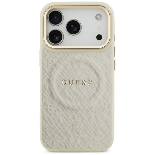 MagSafe hoes voor Apple iPhone 17 Pro, Guess, Peony Hot Stamp, Beige