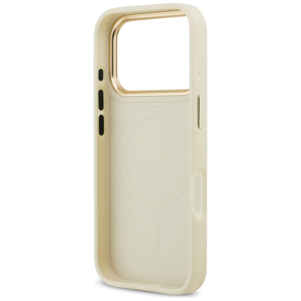 MagSafe hoes voor Apple iPhone 17 Pro, Guess, Peony Hot Stamp, Beige