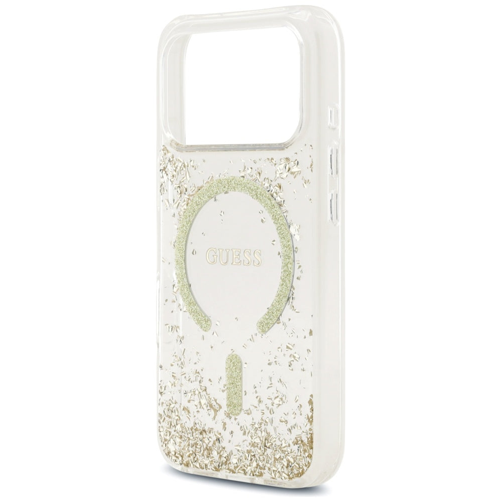 MagSafe hoesje voor Apple iPhone 17 Pro, Guess, Resin Bottom Glitter, Goud