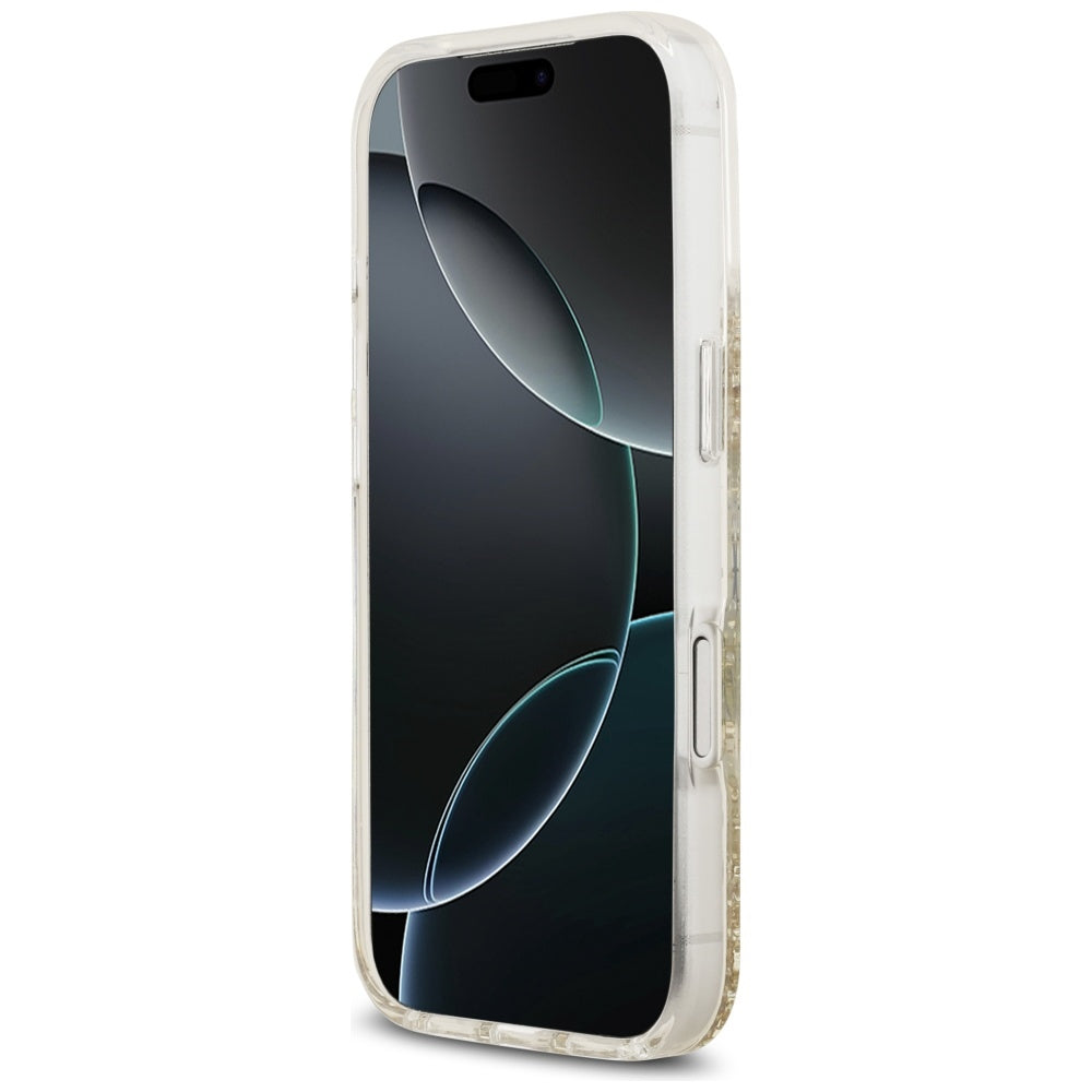MagSafe hoesje voor Apple iPhone 17 Pro, Guess, Resin Bottom Glitter, Goud