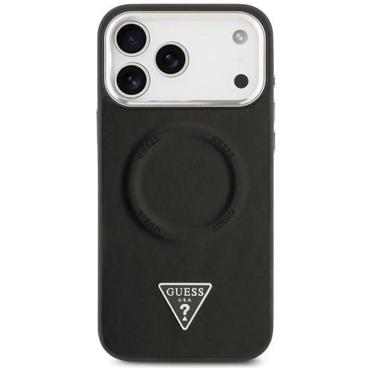 MagSafe hoes voor Apple iPhone 17 Pro, Guess, Triangle Logo, Zwart Zilver