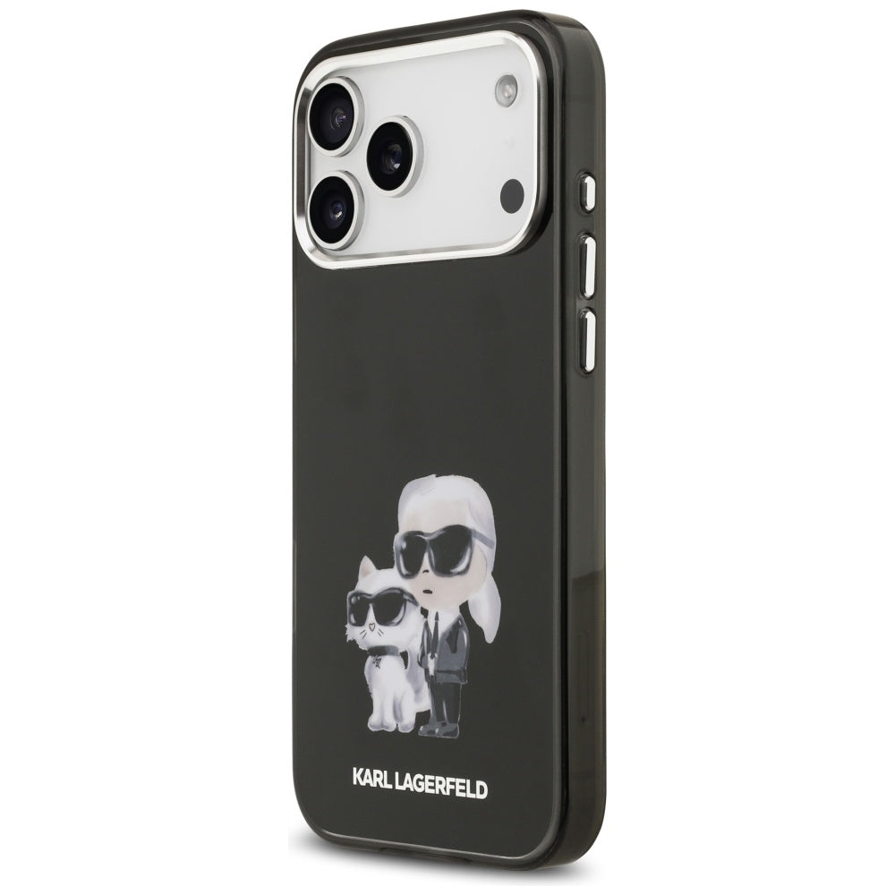 MagSafe hoesje voor Apple iPhone 17 Pro, Karl Lagerfeld, IML Aquarelle Logo Karl & Choupette, Zwart