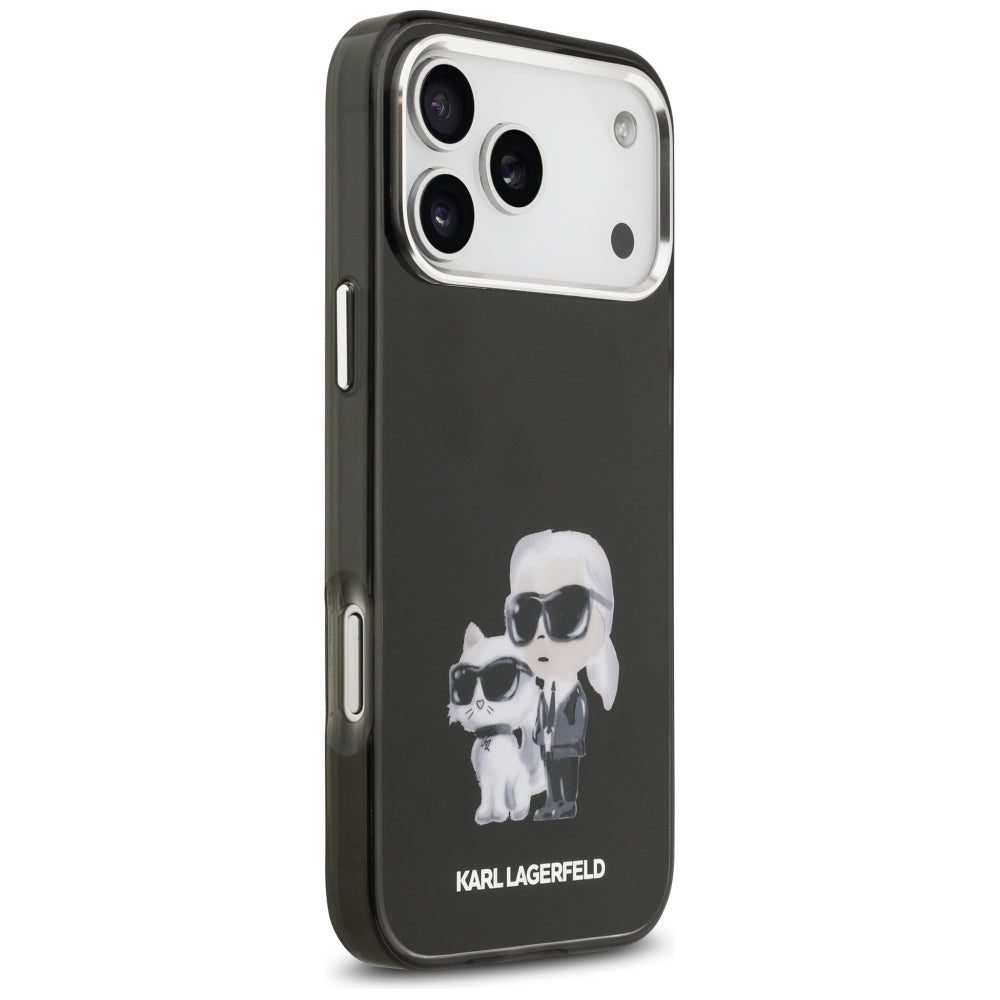 MagSafe hoesje voor Apple iPhone 17 Pro, Karl Lagerfeld, IML Aquarelle Logo Karl & Choupette, Zwart