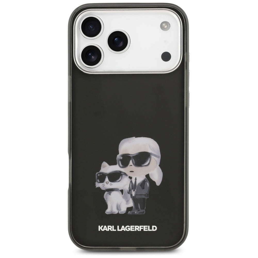 MagSafe hoesje voor Apple iPhone 17 Pro, Karl Lagerfeld, IML Aquarelle Logo Karl & Choupette, Zwart