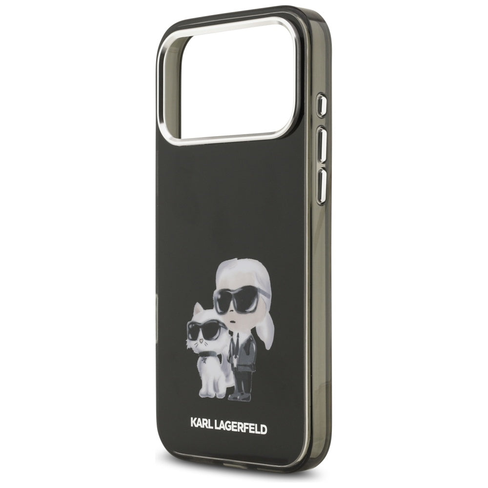 MagSafe hoesje voor Apple iPhone 17 Pro, Karl Lagerfeld, IML Aquarelle Logo Karl & Choupette, Zwart