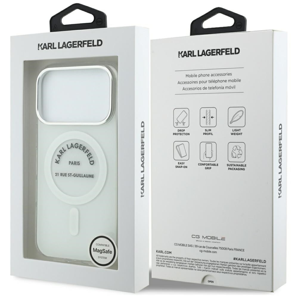 MagSafe hoesje voor Apple iPhone 17 Pro, Karl Lagerfeld, IML Logo RSG, Transparant