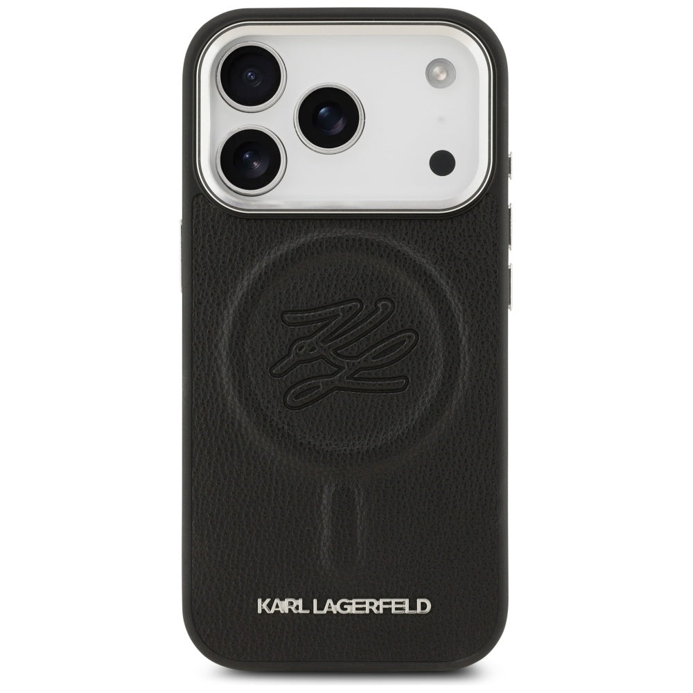 MagSafe hoes voor Apple iPhone 17 Pro, Karl Lagerfeld, Initial & Metal Logo, Zwart