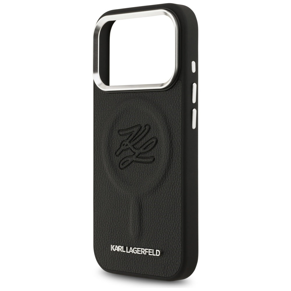 MagSafe hoes voor Apple iPhone 17 Pro, Karl Lagerfeld, Initial & Metal Logo, Zwart