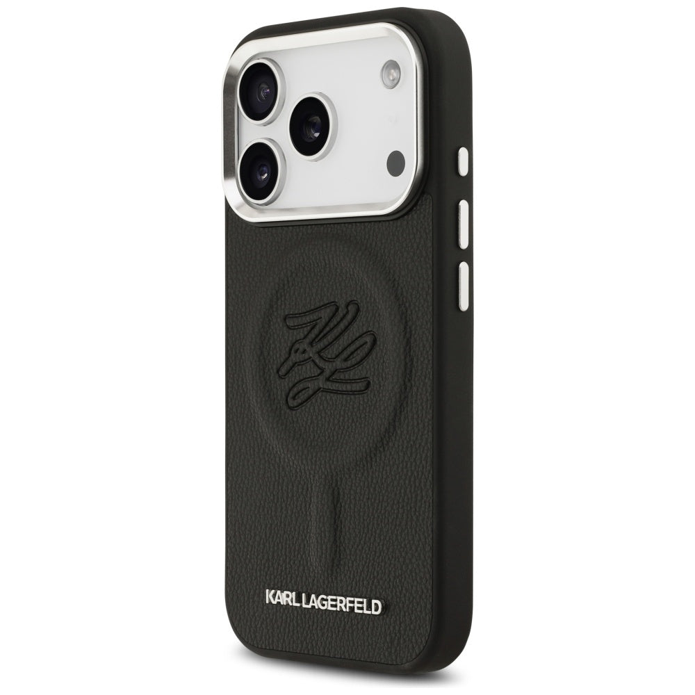 MagSafe hoes voor Apple iPhone 17 Pro, Karl Lagerfeld, Initial & Metal Logo, Zwart