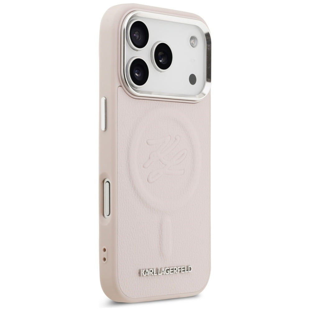 MagSafe Case for Apple iPhone 17 Pro, Karl Lagerfeld, Initial & Metal Logo, Pink