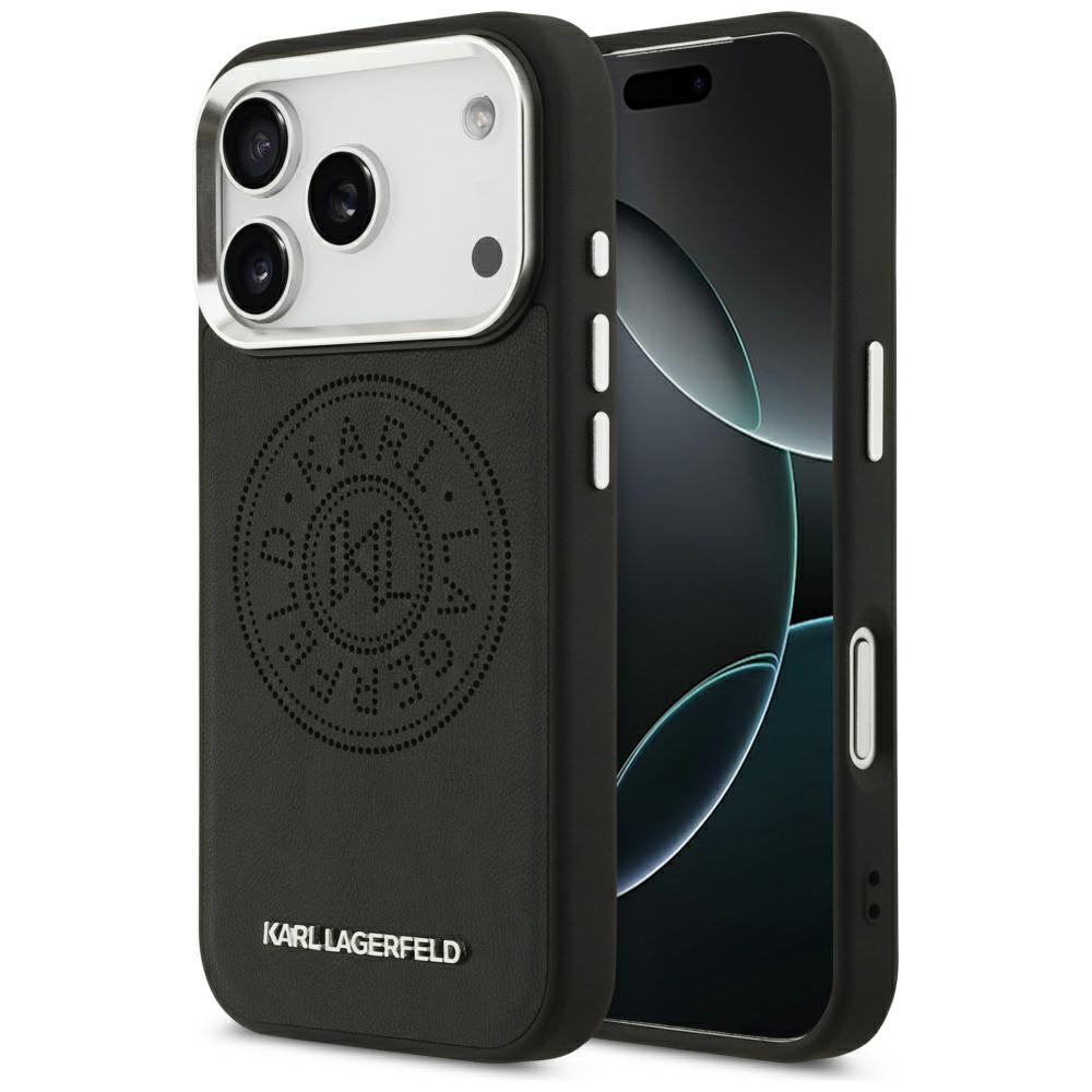 MagSafe hoes voor Apple iPhone 17 Pro, Karl Lagerfeld, Point & Metal Logo, Zwart
