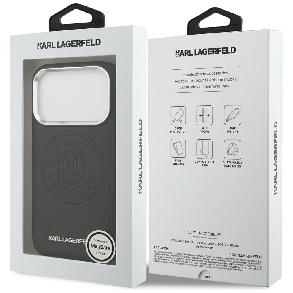 MagSafe hoes voor Apple iPhone 17 Pro, Karl Lagerfeld, Point & Metal Logo, Zwart