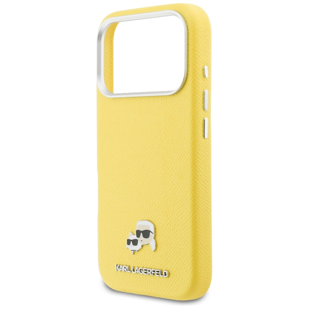 MagSafe hoes voor Apple iPhone 17 Pro, Karl Lagerfeld, Saffiano Karl & Choupette Pins, Geel