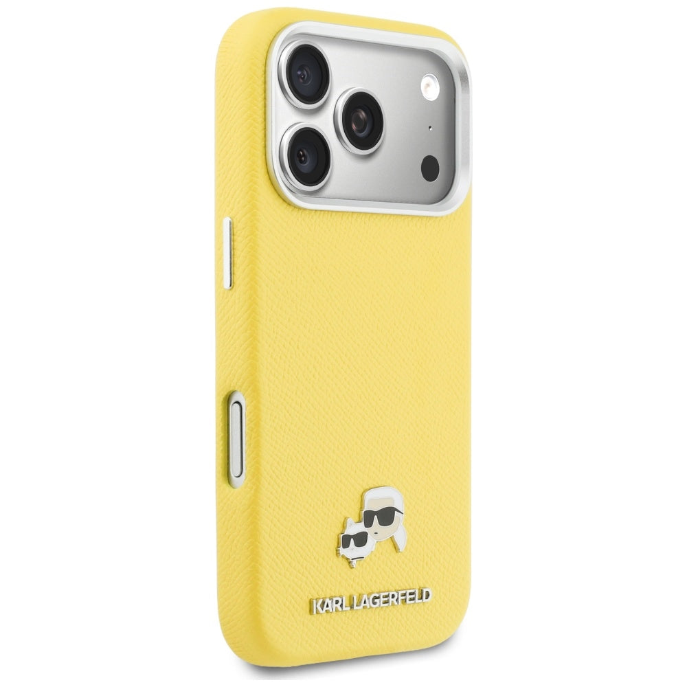 MagSafe hoes voor Apple iPhone 17 Pro, Karl Lagerfeld, Saffiano Karl & Choupette Pins, Geel