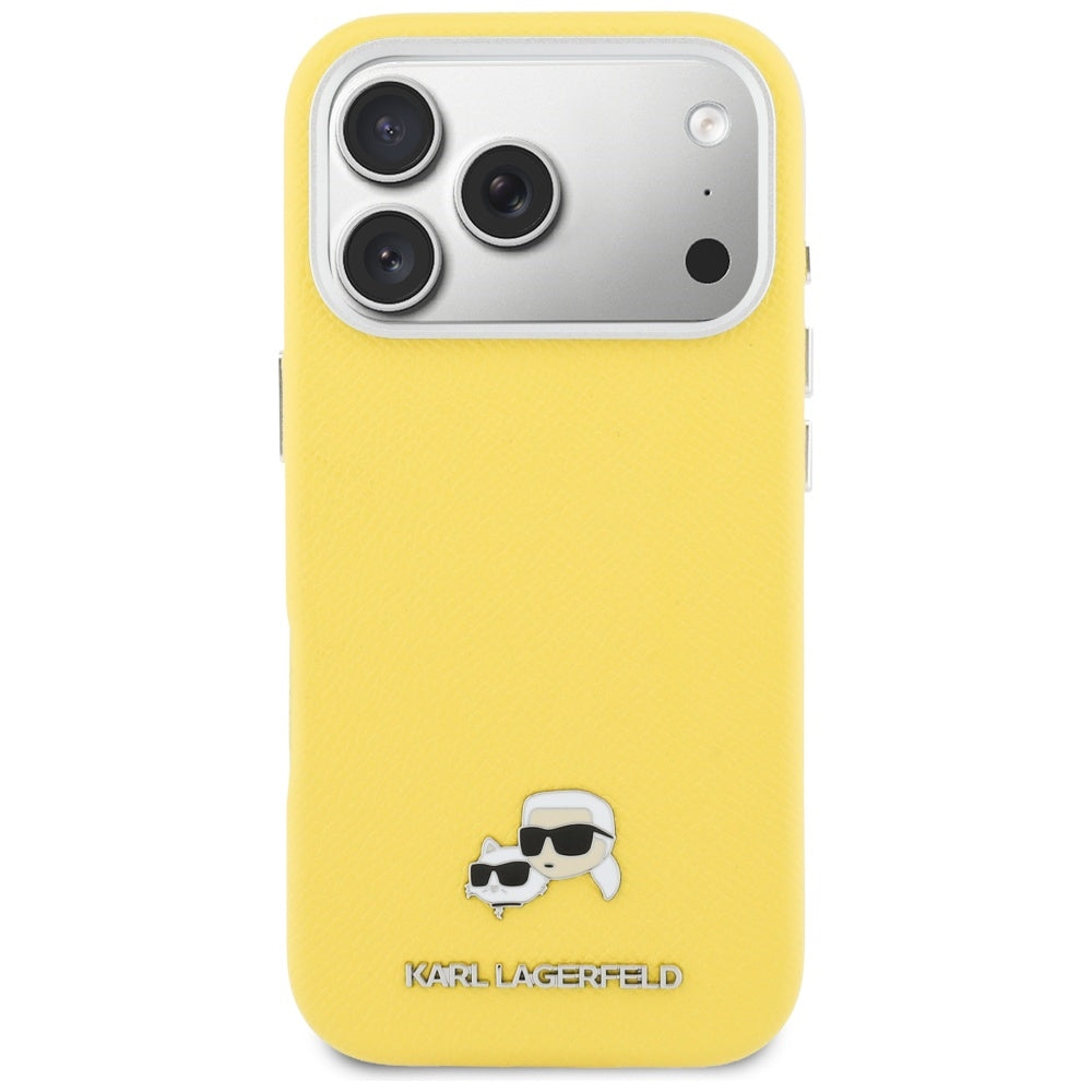 MagSafe hoes voor Apple iPhone 17 Pro, Karl Lagerfeld, Saffiano Karl & Choupette Pins, Geel