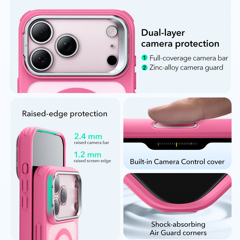MagSafe hoesje voor Apple iPhone 17 Pro Max, ESR, Classic Hybrid Kickstand, Satijnroze
