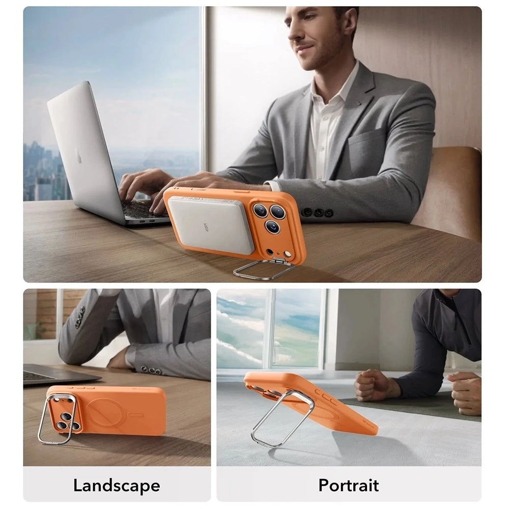 MagSafe hoesje voor Apple iPhone 17 Pro Max, ESR, Cloud Soft Kickstand, Oranje