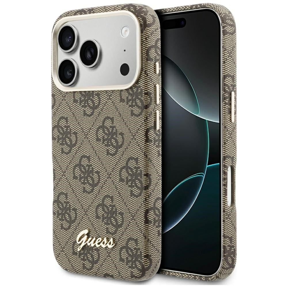 MagSafe hoesje voor Apple iPhone 17 Pro Max, Guess, 4G Script Logo, Bruin