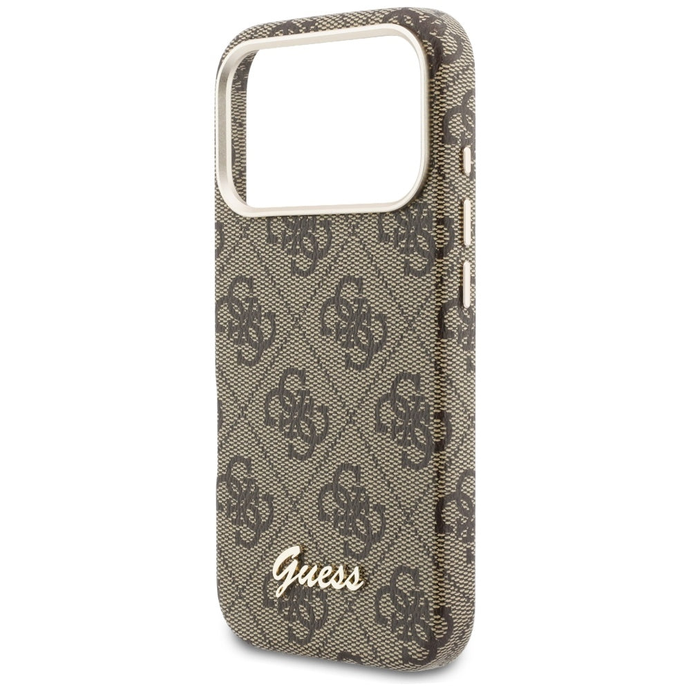 MagSafe hoesje voor Apple iPhone 17 Pro Max, Guess, 4G Script Logo, Bruin