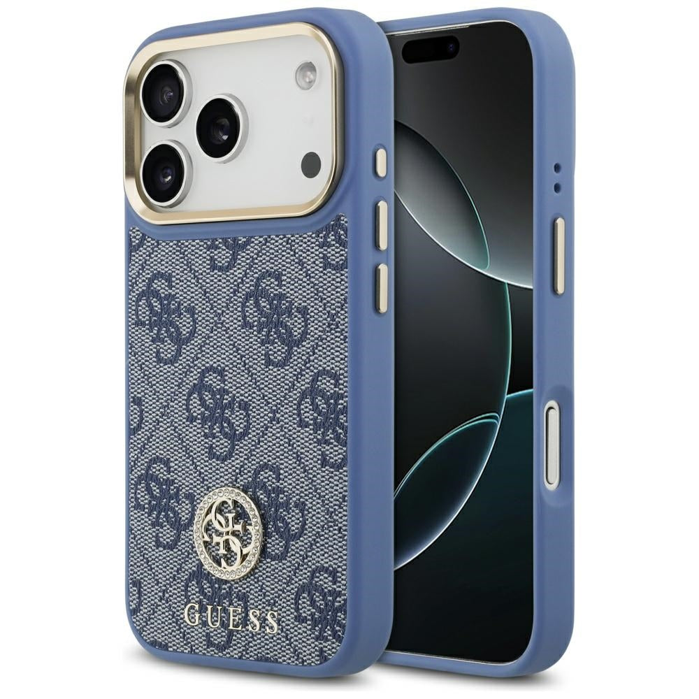 MagSafe hoesje voor Apple iPhone 17 Pro Max, Guess, 4G Strass Logo, Blauw
