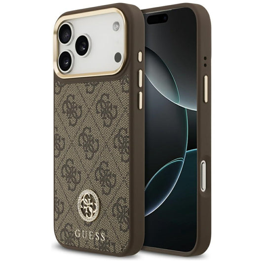 MagSafe hoesje voor Apple iPhone 17 Pro Max, Guess, 4G Strass Logo, Bruin