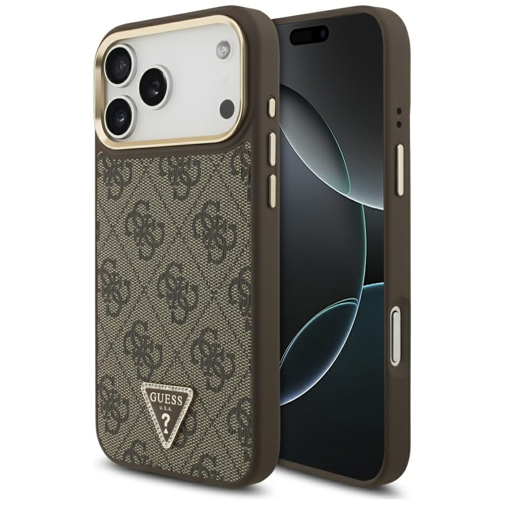 MagSafe hoesje voor Apple iPhone 17 Pro Max, Guess, 4G Triangle Logo, Goudbruin