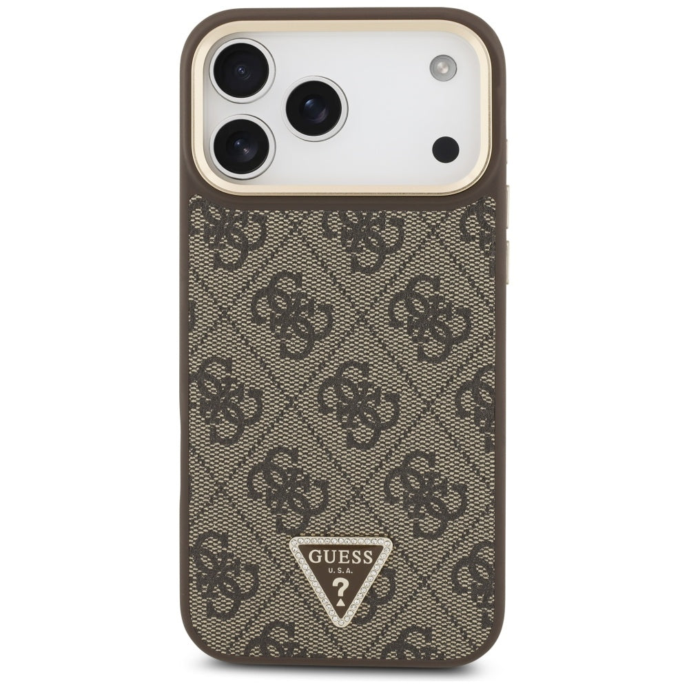 MagSafe hoesje voor Apple iPhone 17 Pro Max, Guess, 4G Triangle Logo, Goudbruin