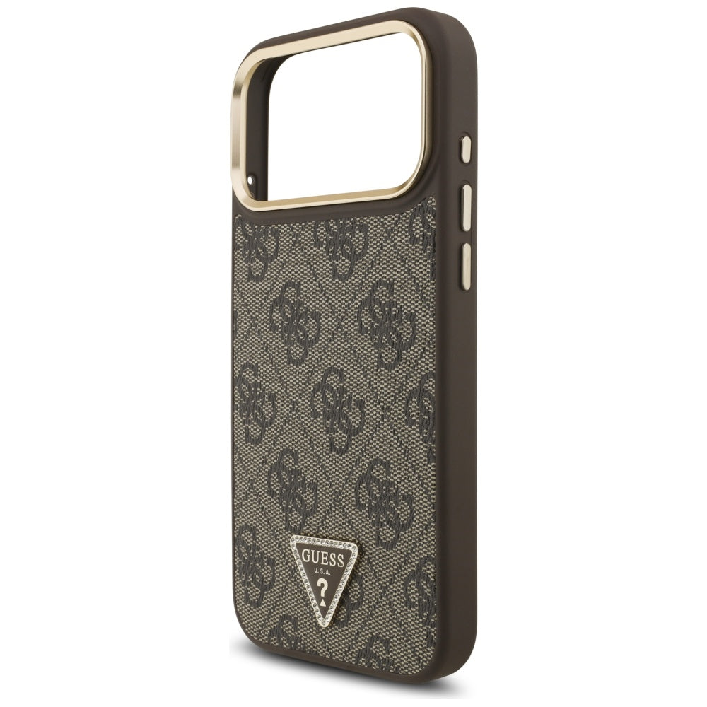 MagSafe hoesje voor Apple iPhone 17 Pro Max, Guess, 4G Triangle Logo, Goudbruin