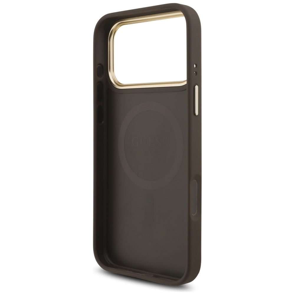 MagSafe hoesje voor Apple iPhone 17 Pro Max, Guess, 4G Triangle Logo, Goudbruin
