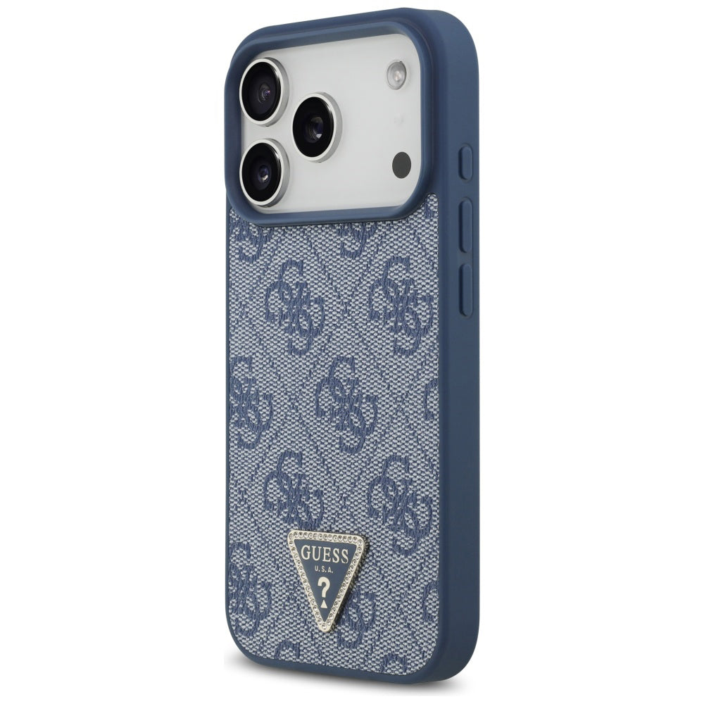 MagSafe hoesje voor Apple iPhone 17 Pro Max, Guess, 4G Triangle Strass, Blauw