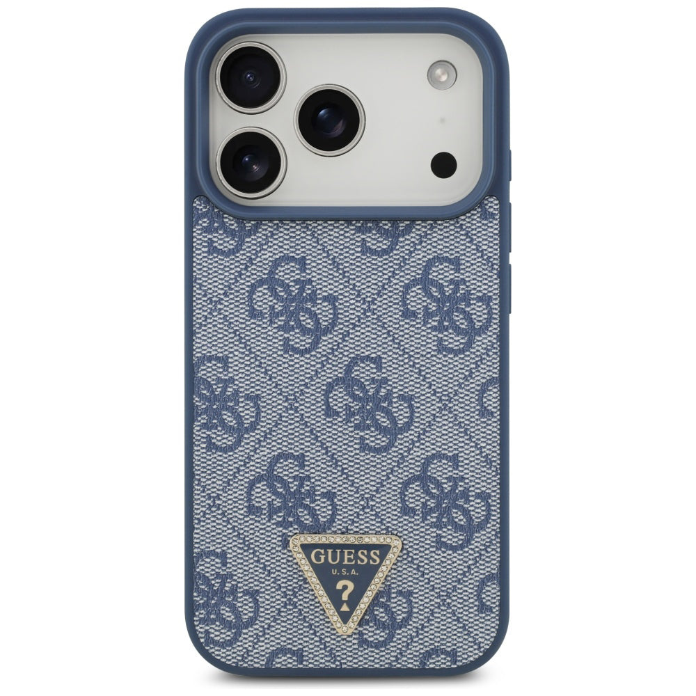 MagSafe hoesje voor Apple iPhone 17 Pro Max, Guess, 4G Triangle Strass, Blauw