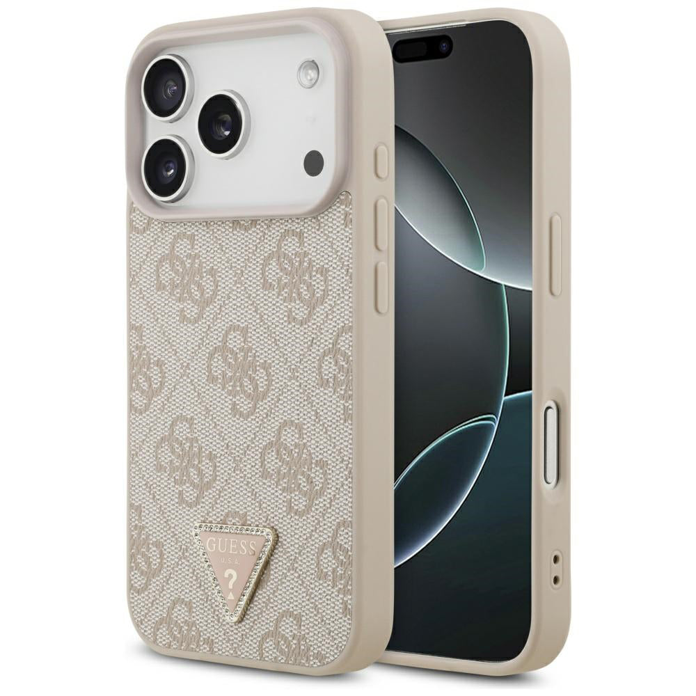 MagSafe hoesje voor Apple iPhone 17 Pro Max, Guess, 4G Triangle Strass, Roze