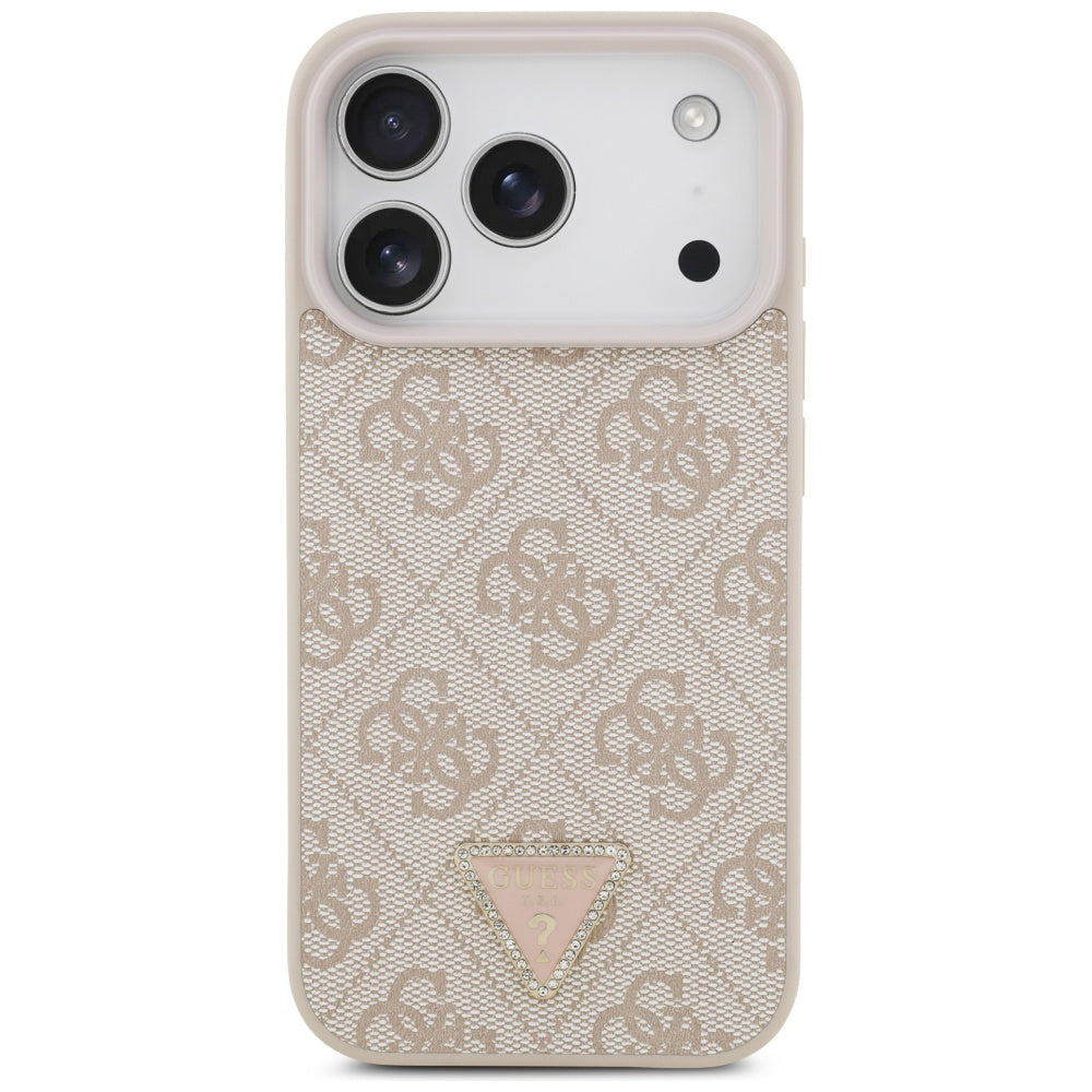 MagSafe hoesje voor Apple iPhone 17 Pro Max, Guess, 4G Triangle Strass, Roze
