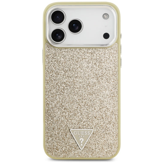 MagSafe hoesje voor Apple iPhone 17 Pro Max, Guess, Glitter Triangle Logo, Goud