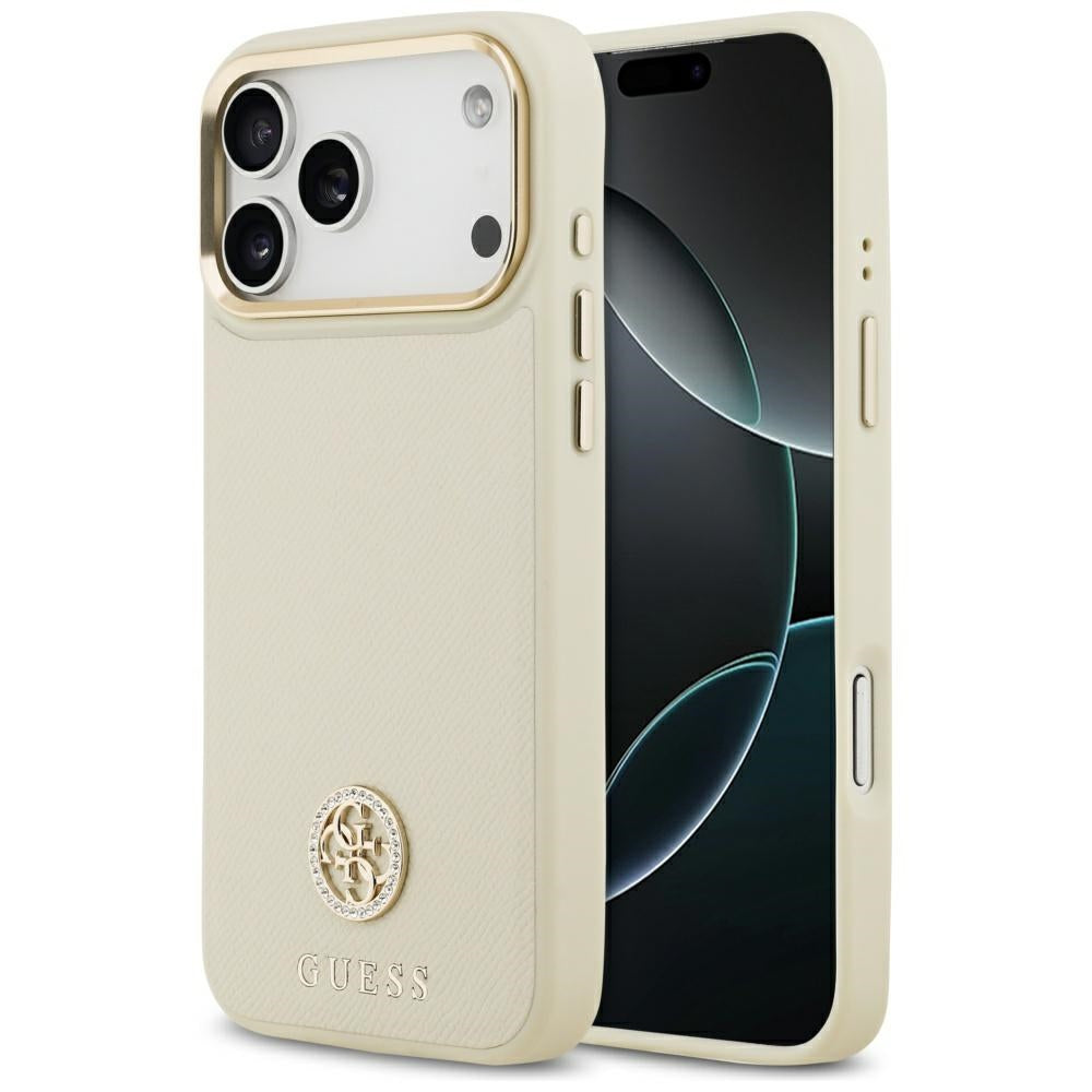 MagSafe hoes voor Apple iPhone 17 Pro Max, Guess, Grained Strass Logo, Beige