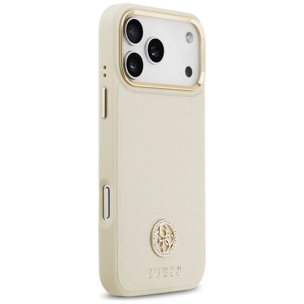 MagSafe hoes voor Apple iPhone 17 Pro Max, Guess, Grained Strass Logo, Beige
