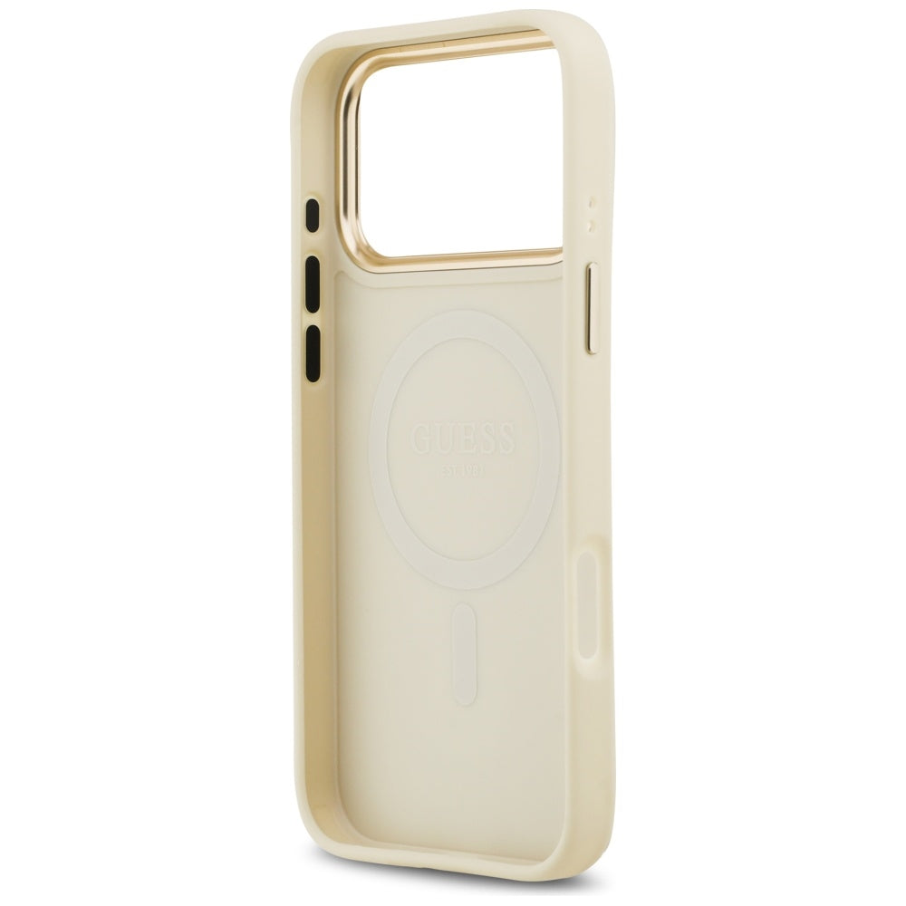 MagSafe hoes voor Apple iPhone 17 Pro Max, Guess, Grained Strass Logo, Beige