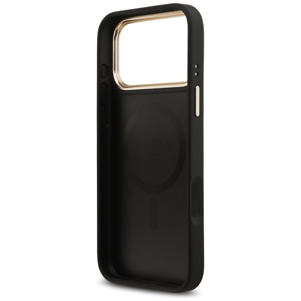 MagSafe hoesje voor Apple iPhone 17 Pro Max, Guess, Grained Strass Logo, Zwart