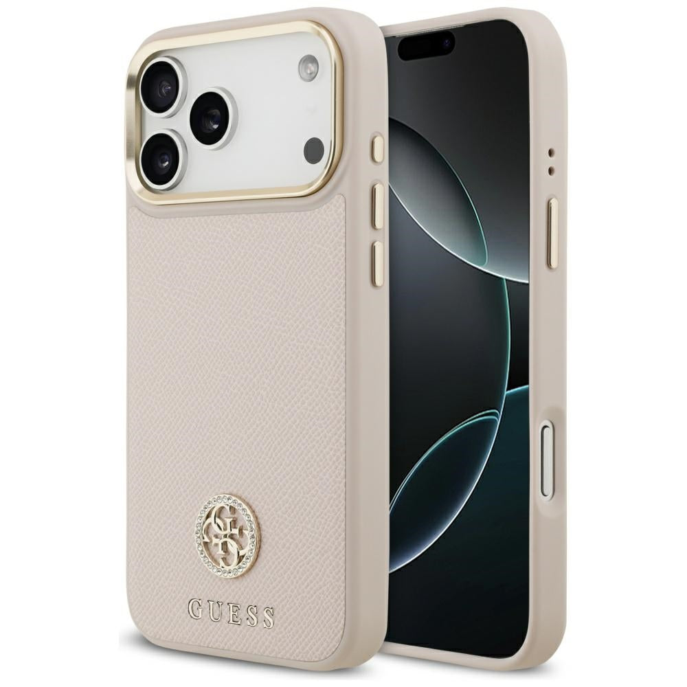 MagSafe hoesje voor Apple iPhone 17 Pro Max, Guess, Grained Strass Logo, Roze