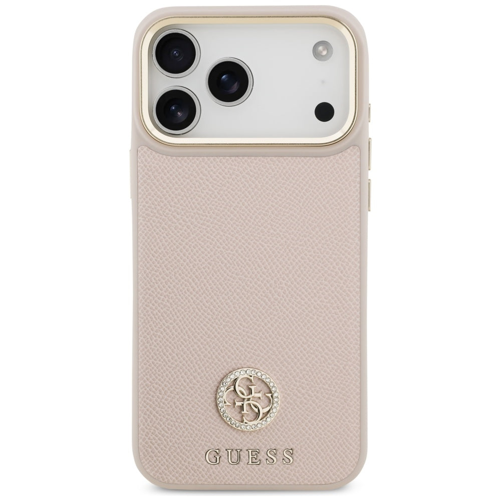 MagSafe hoesje voor Apple iPhone 17 Pro Max, Guess, Grained Strass Logo, Roze