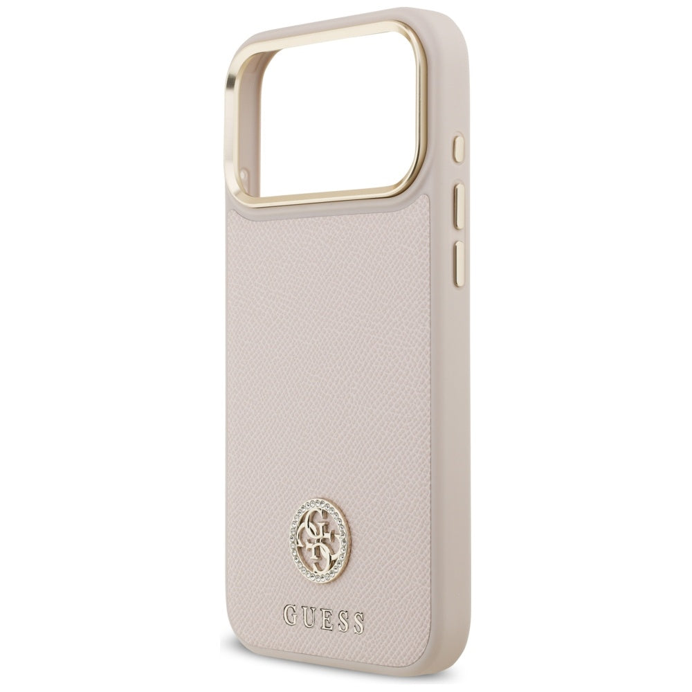 MagSafe hoesje voor Apple iPhone 17 Pro Max, Guess, Grained Strass Logo, Roze