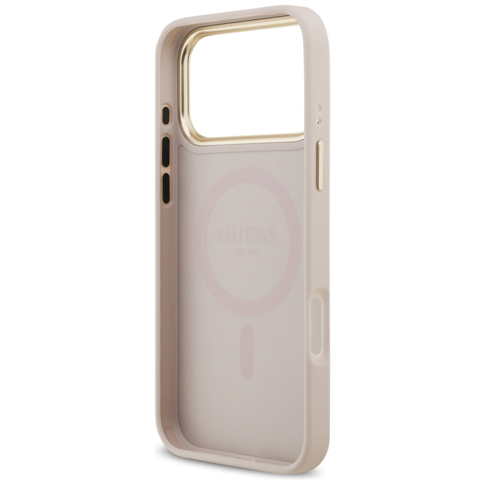 MagSafe hoesje voor Apple iPhone 17 Pro Max, Guess, Grained Strass Logo, Roze