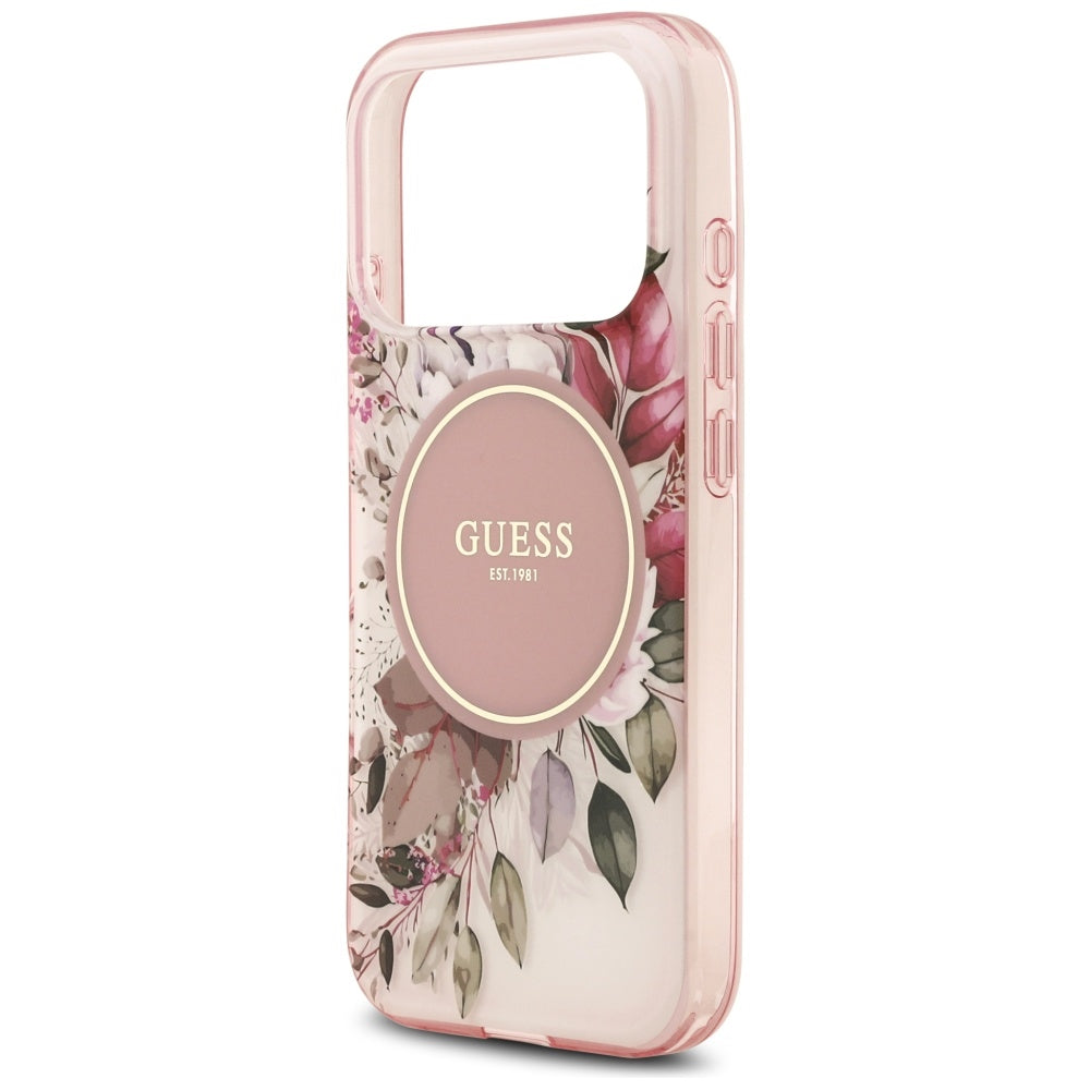 MagSafe hoesje voor Apple iPhone 17 Pro Max, Guess, IML Flower & Tonal Circle, Roze