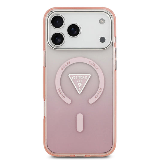 MagSafe hoesje voor Apple iPhone 17 Pro Max, Guess, IML Gradient Triangle Logo, Roze