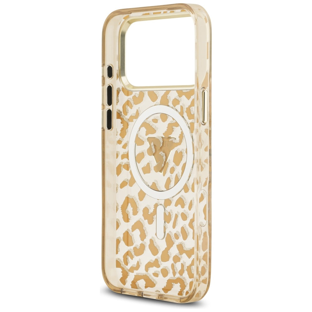 MagSafe hoesje voor Apple iPhone 17 Pro Max, Guess, Leopard Glitter, Bruin