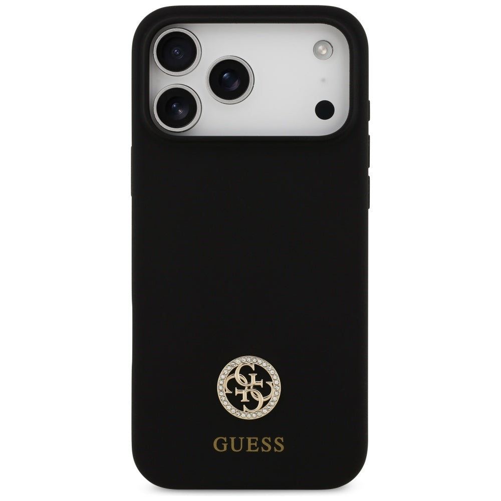 MagSafe hoesje voor Apple iPhone 17 Pro Max, Guess, Logo Strass 4G, Zwart