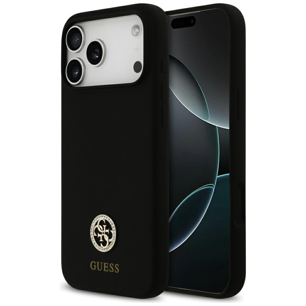 MagSafe hoesje voor Apple iPhone 17 Pro Max, Guess, Logo Strass 4G, Zwart