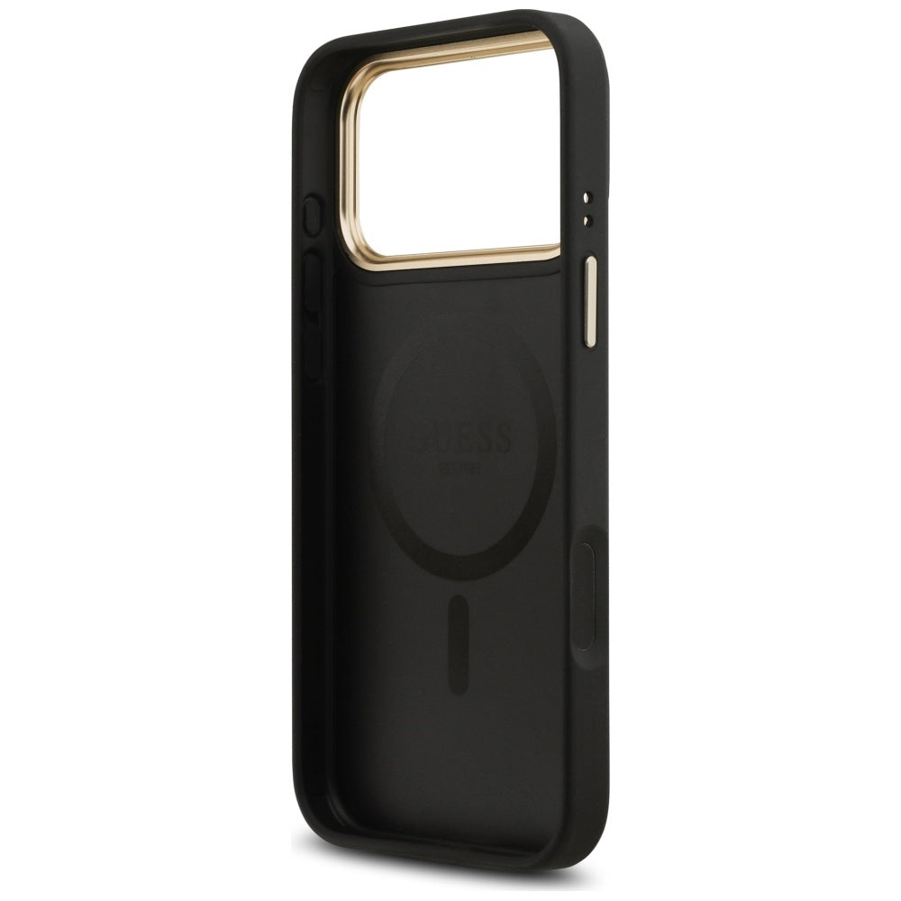 MagSafe hoesje voor Apple iPhone 17 Pro Max, Guess, Peony Hot Stamp, Zwart