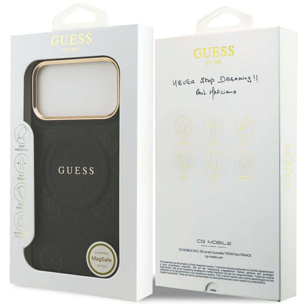 MagSafe hoesje voor Apple iPhone 17 Pro Max, Guess, Peony Hot Stamp, Zwart
